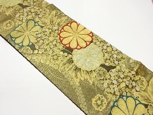 菊に花唐草模様織出し袋帯